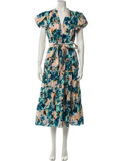 Pre-owned Ulla Johnson Floral Print Long Dress In Blue