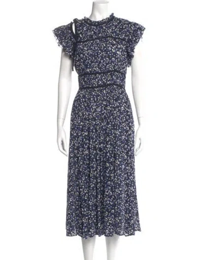 Pre-owned Ulla Johnson Floral Print Long Dress In Blue