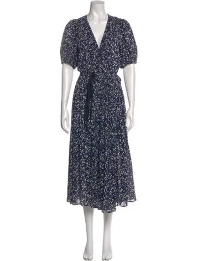 Pre-owned Ulla Johnson Floral Print Long Dress In Blue