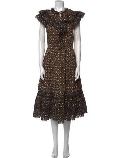 Pre-owned Ulla Johnson Floral Print Long Dress In Blue