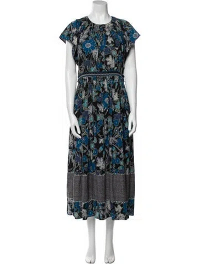 Pre-owned Ulla Johnson Floral Print Long Dress In Blue
