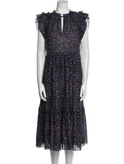 Pre-owned Ulla Johnson Floral Print Long Dress In Blue