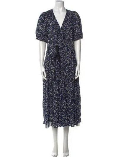 Pre-owned Ulla Johnson Floral Print Long Dress In Blue