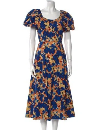 Pre-owned Ulla Johnson Floral Print Long Dress In Blue