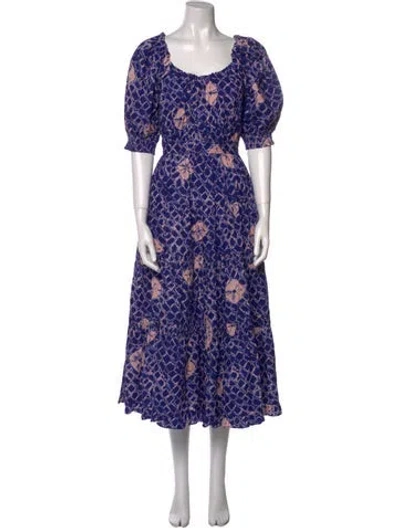 Pre-owned Ulla Johnson Floral Print Long Dress In Blue