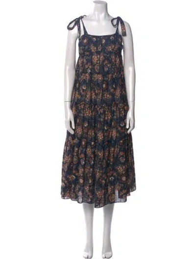 Pre-owned Ulla Johnson Floral Print Long Dress In Blue