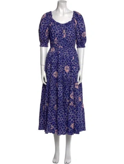 Pre-owned Ulla Johnson Floral Print Long Dress In Blue