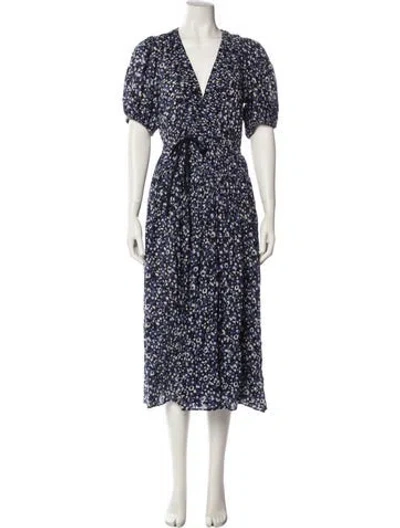 Pre-owned Ulla Johnson Floral Print Long Dress In Blue