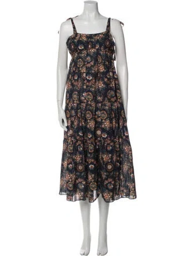 Pre-owned Ulla Johnson Floral Print Long Dress In Blue