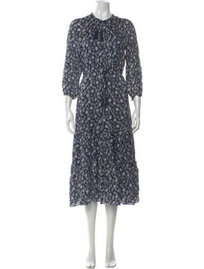 Pre-owned Ulla Johnson Floral Print Long Dress In Blue
