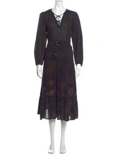 Pre-owned Ulla Johnson Floral Print Long Dress In Blue