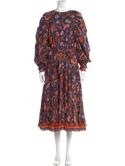 Pre-owned Ulla Johnson Floral Print Long Dress In Blue