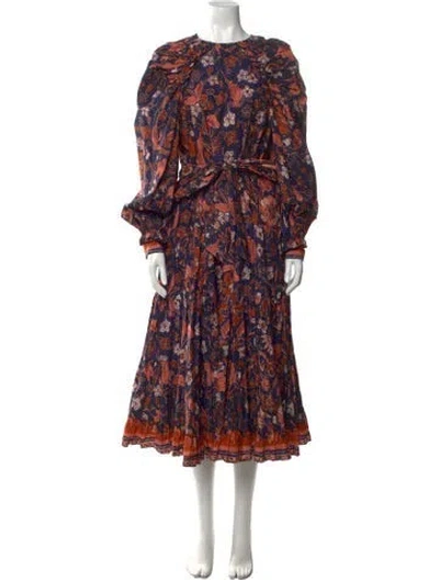 Pre-owned Ulla Johnson Floral Print Long Dress In Blue