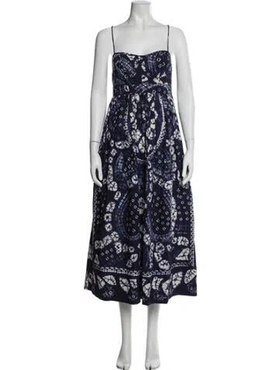 Pre-owned Ulla Johnson Floral Print Long Dress In Blue