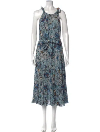 Pre-owned Ulla Johnson Floral Print Long Dress In Blue