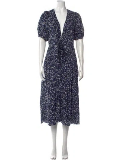 Pre-owned Ulla Johnson Floral Print Long Dress In Blue