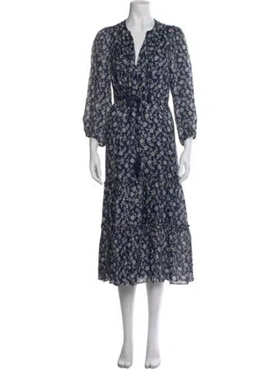 Pre-owned Ulla Johnson Floral Print Long Dress In Blue
