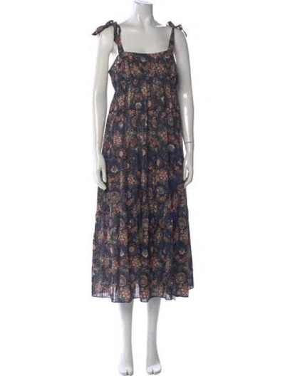 Pre-owned Ulla Johnson Floral Print Long Dress In Blue