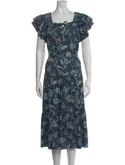 Pre-owned Ulla Johnson Floral Print Long Dress In Blue