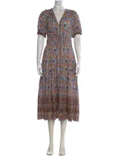 Pre-owned Ulla Johnson Floral Print Long Dress In Blue