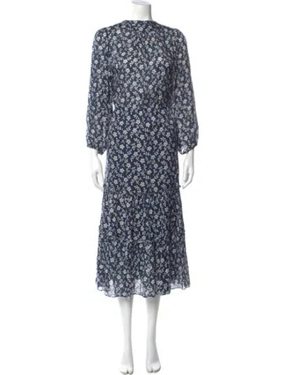 Pre-owned Ulla Johnson Floral Print Long Dress In Blue