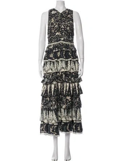 Pre-owned Ulla Johnson Floral Print Long Dress In Blue