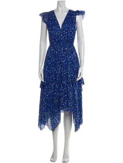 Pre-owned Ulla Johnson Floral Print Long Dress In Blue