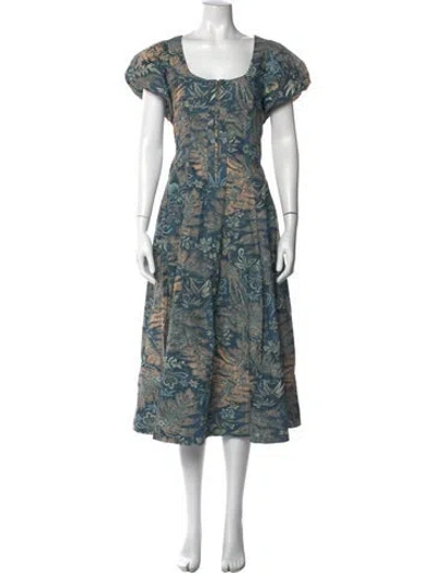 Pre-owned Ulla Johnson Floral Print Long Dress In Blue