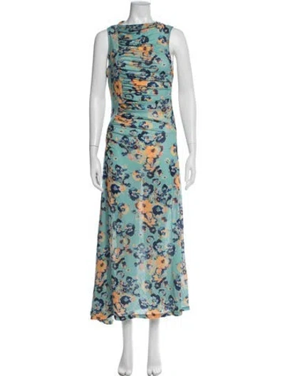 Pre-owned Ulla Johnson Floral Print Long Dress In Blue