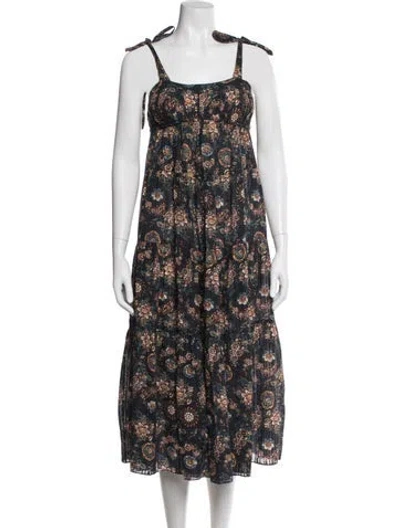 Pre-owned Ulla Johnson Floral Print Long Dress In Blue