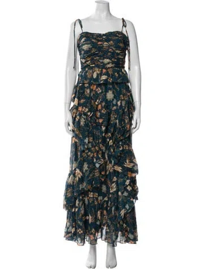 Pre-owned Ulla Johnson Floral Print Long Dress In Blue