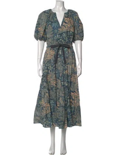 Pre-owned Ulla Johnson Floral Print Long Dress In Blue