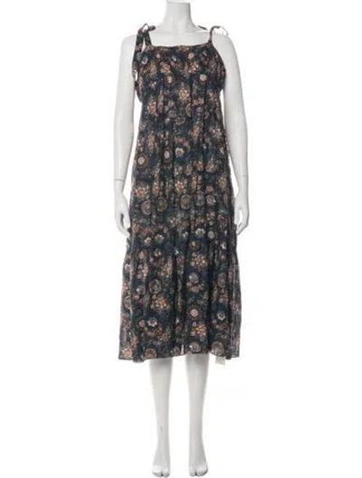 Pre-owned Ulla Johnson Floral Print Long Dress In Blue