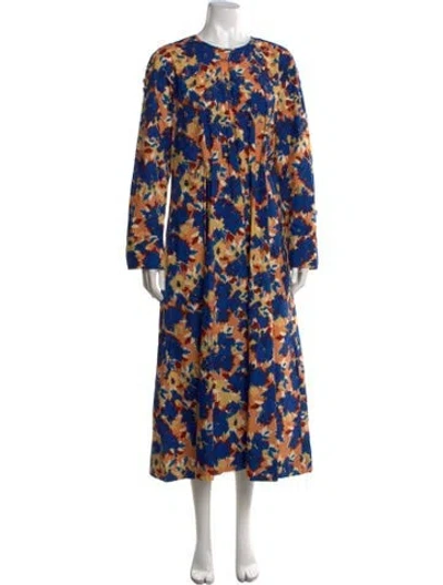 Pre-owned Ulla Johnson Floral Print Long Dress In Blue
