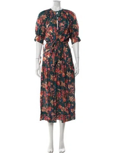 Pre-owned Ulla Johnson Floral Print Long Dress In Blue