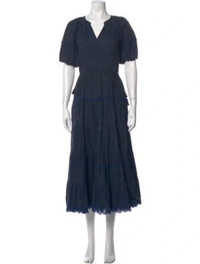 Pre-owned Ulla Johnson Floral Print Long Dress In Blue