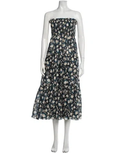 Pre-owned Ulla Johnson Floral Print Long Dress In Blue