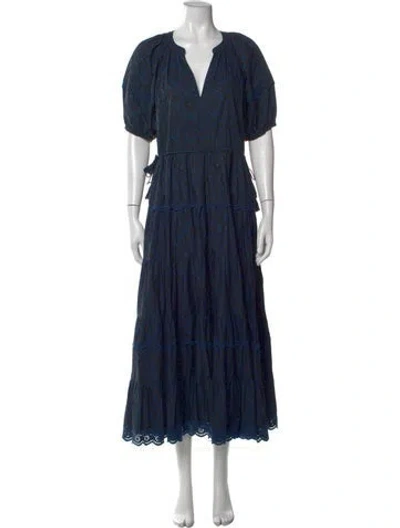 Pre-owned Ulla Johnson Floral Print Long Dress In Blue