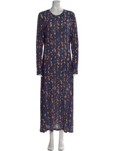 Pre-owned Ulla Johnson Floral Print Long Dress In Blue