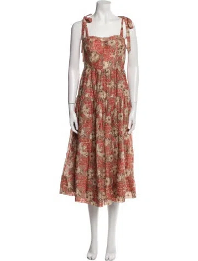 Pre-owned Ulla Johnson Floral Print Long Dress In Brown