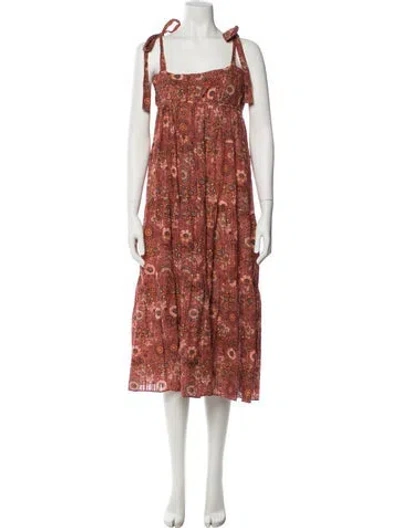 Pre-owned Ulla Johnson Floral Print Long Dress In Brown