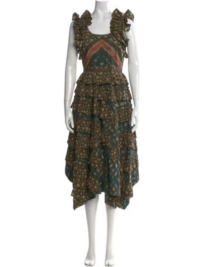 Pre-owned Ulla Johnson Floral Print Long Dress In Brown