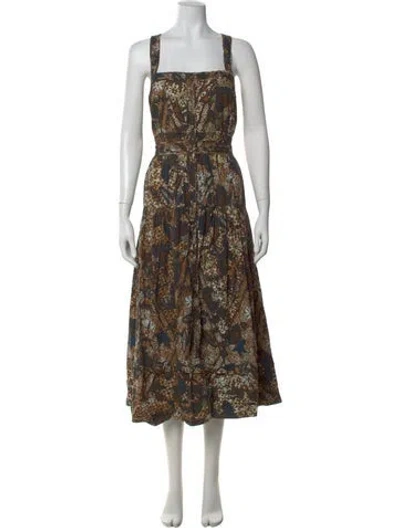 Pre-owned Ulla Johnson Floral Print Long Dress In Brown