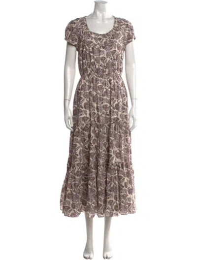 Pre-owned Ulla Johnson Floral Print Long Dress In Brown