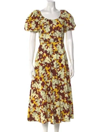 Pre-owned Ulla Johnson Floral Print Long Dress In Burgundy