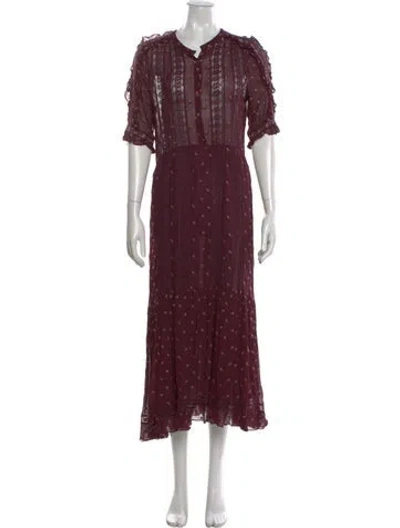 Pre-owned Ulla Johnson Floral Print Long Dress In Burgundy