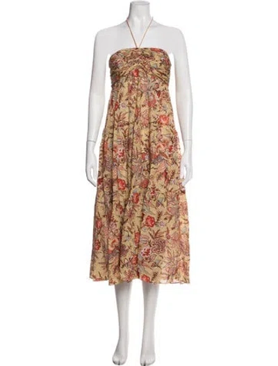 Pre-owned Ulla Johnson Floral Print Long Dress In Burgundy