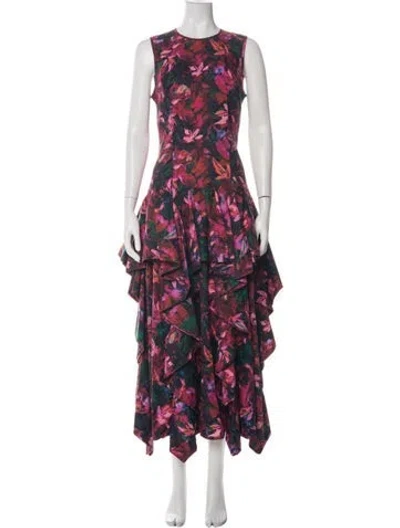 Pre-owned Ulla Johnson Floral Print Long Dress In Green