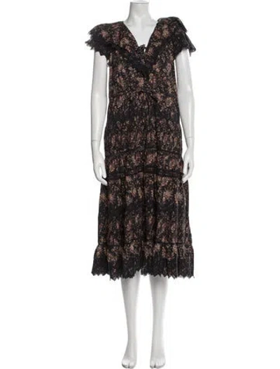 Pre-owned Ulla Johnson Floral Print Long Dress In Multi