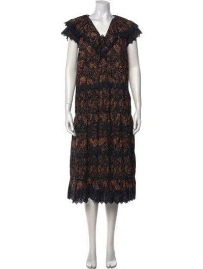 Pre-owned Ulla Johnson Floral Print Long Dress In Multi